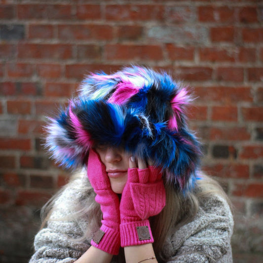 bright pink Cashmere Convertible Fingerless Gloves