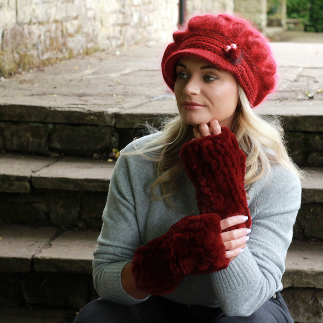 Gants sans doigts en fourrure de lapin naturelle luxueuse pour femmes – Cadeau d'hiver parfait pour elle