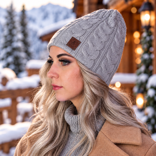grey Knit women cashmere hat