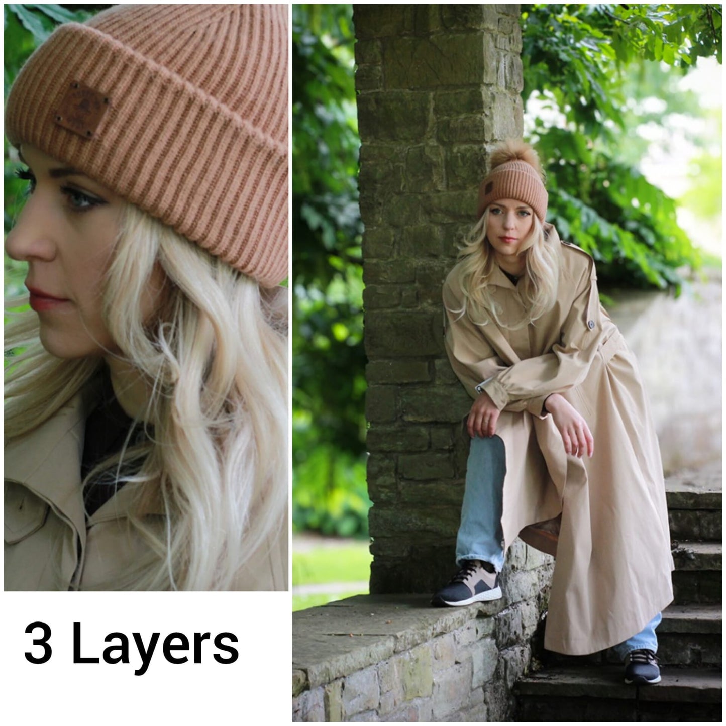 Bonnet pour femme doublé en cachemire et 100 % PURE SOIE, bonnet coupe-vent d'hiver, idéal pour les cheveux épais, bouclés et sans frisottis, cadeau pour elle