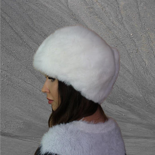 White Natural Fox Fur Women's Hat