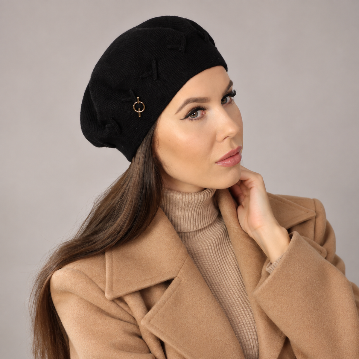 black Women's cashmere beret