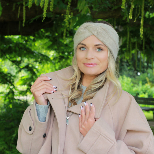 brown Cashmere Headband – Double Layer Soft Ear Warmer, Cozy Winter Gift for Her