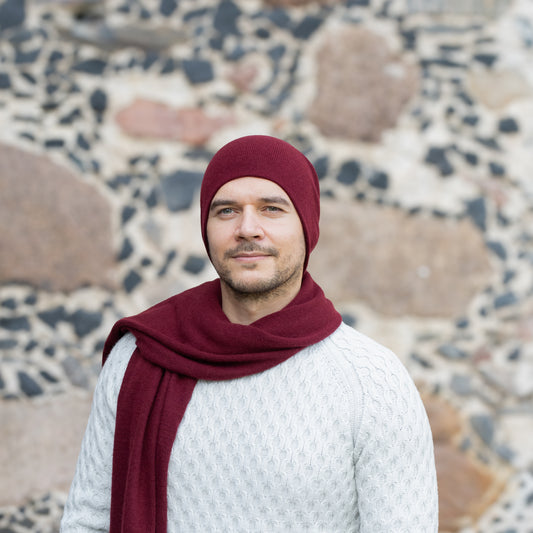 burgundy Men’s Double-Layer Cashmere Beanie