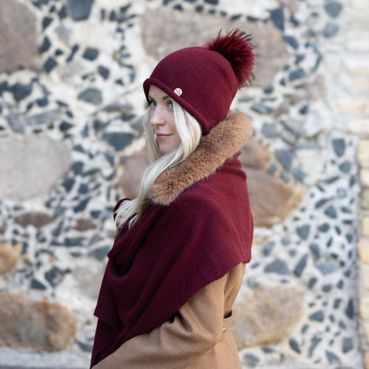 burgundy Women’s Cashmere Winter Hat