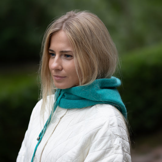 teal blue Cashmere Balaclava – Women’s Winter Hood Hat