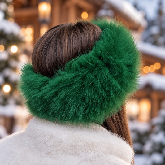 real-fox-fur-headband-gree