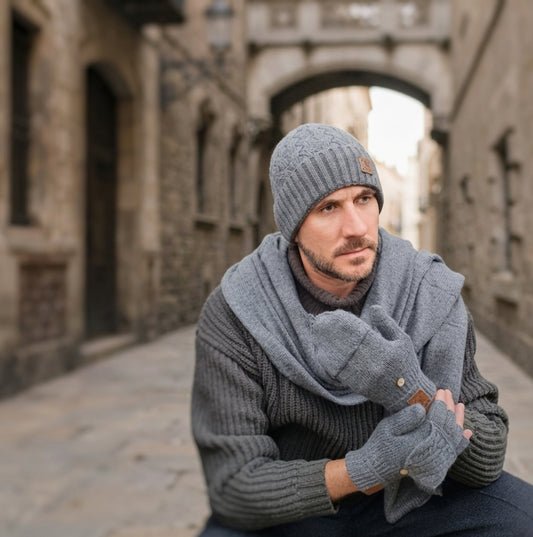 grey Men’s Cashmere Fingerless Gloves