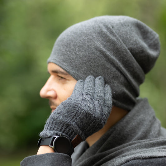dark grey Men’s Double-Layer Cashmere Beanie