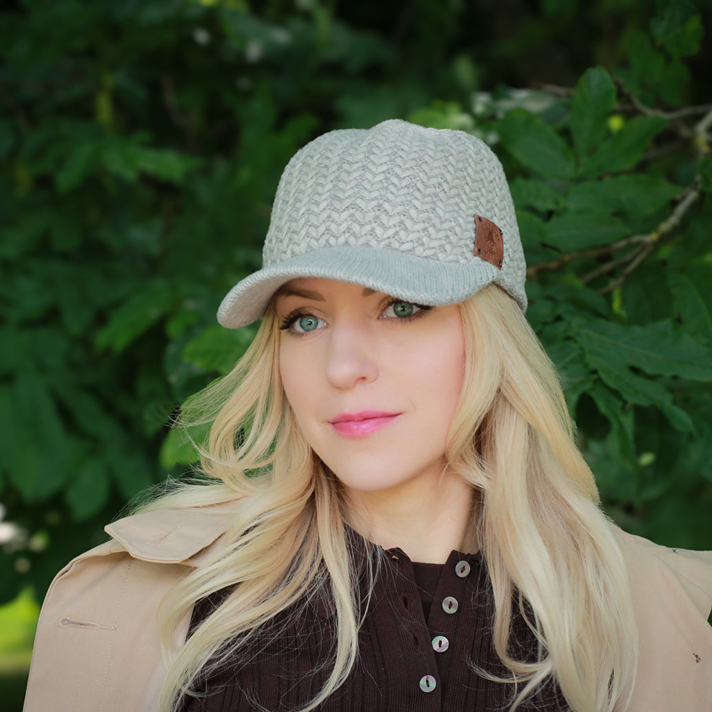 grey Women’s Winter Cashmere Peak Hat – Warm Visor Beanie, Fleece Inner Lining Cashmere Hat for Women, Luxury Gift for Her