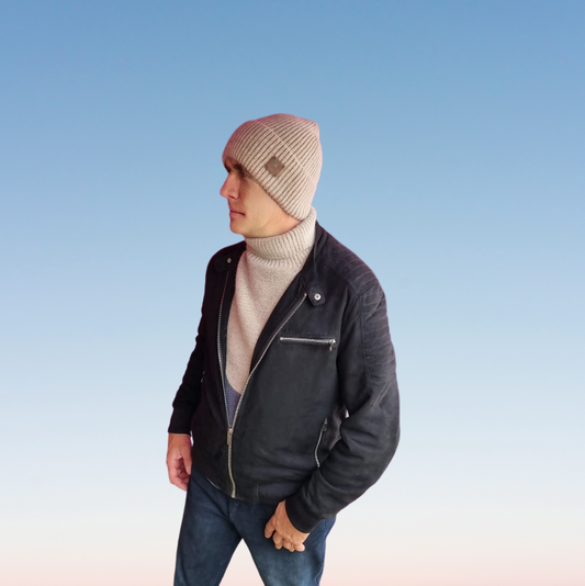 brown Men’s Winter Cashmere Hat and Neck Warmer Set – Soft Warm Beanie & Snood Gift for Him, Cozy 2-Piece Cold Weather Accessory