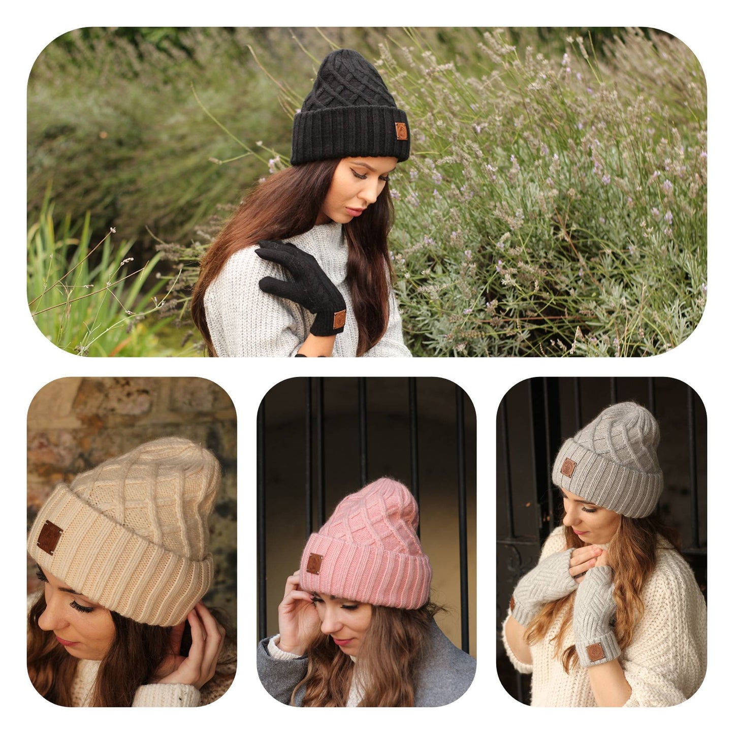 Bonnet d'hiver chaud en cachemire pour femme, Bonnet épais en cachemire pour femme, Bonnet tricoté, Cadeau pour elle