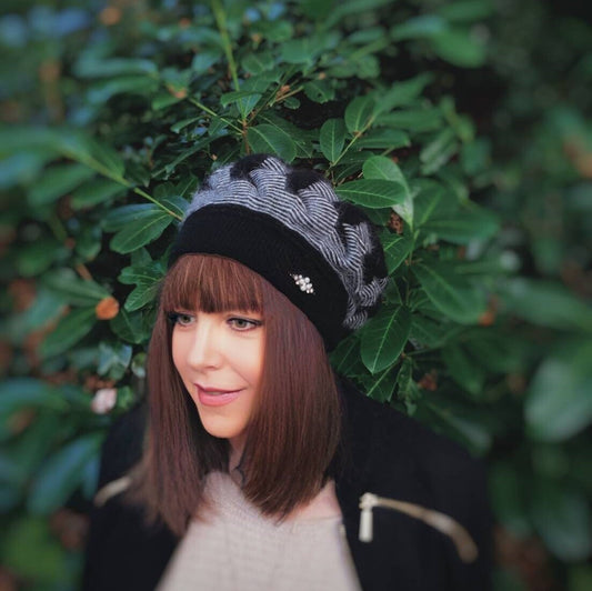 Women's cashmere double layer winter beret, French warm beret, Gift for her