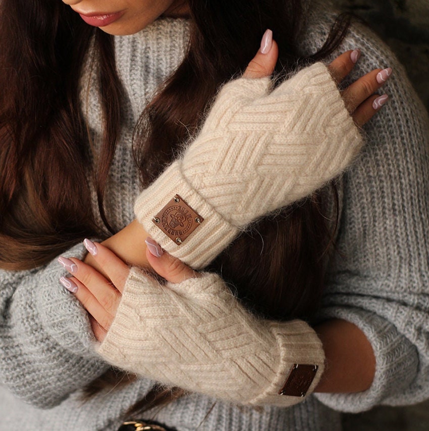 cashmere handschuhe damen Fingerlose Handschuhe aus Kaschmir für Damen, Weiche und warme, kusche – BURGUNDY MODE