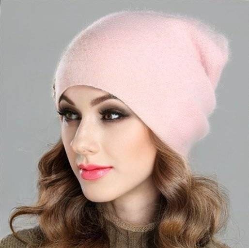 Bonnet brodé en cristal, bonnet pour femme en laine angora, bonnet souple à double couche en forme de tête de mort.