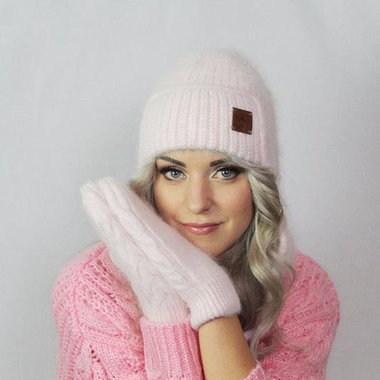 Women earflap hat, Hat and mittens set, Women winter beanie, Gift for her