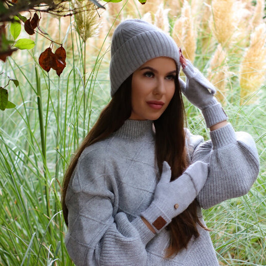 Gants sans doigts en cachemire, Gants mitaines à clapet, Mitaines convertibles, Cadeau pour elle