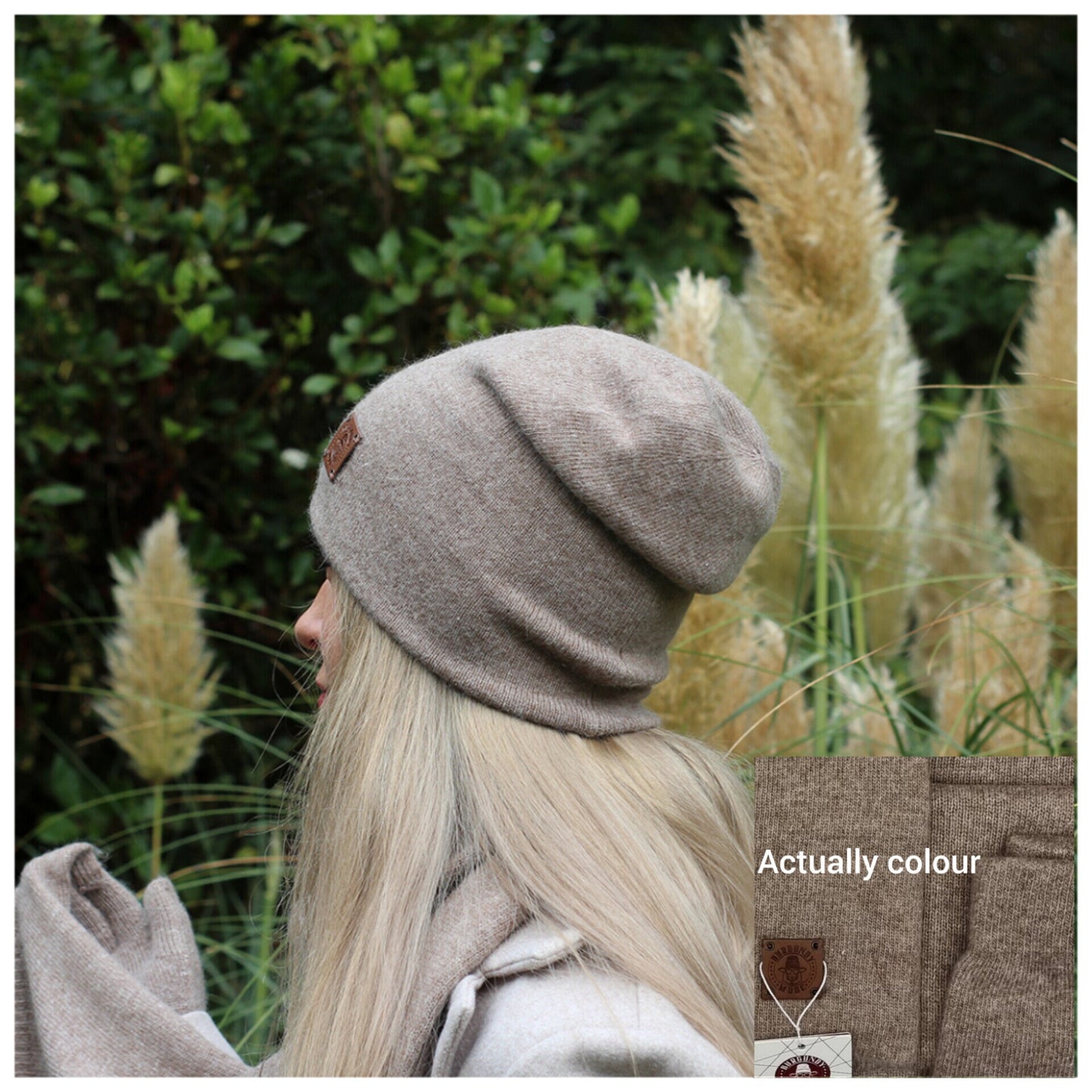 Kaschmir-Set für Damen: Mütze, Handschuhe, Schal, Kaschmir-Slouchy-Beanie, Strickset, warmes und weiches Winter-Kaschmir-Set für Damen. Geschenk für sie.