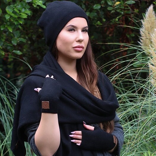 Gants sans doigts en cachemire pour femmes, gants d'hiver doux et chauds pour femmes - Cadeau parfait pour elle