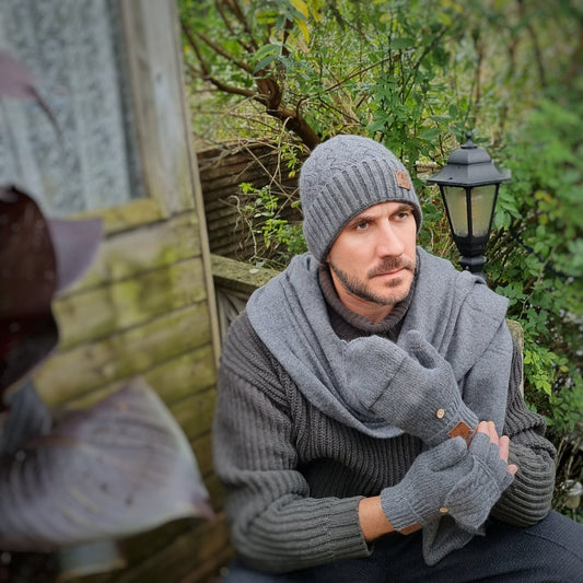 Cashmere fingerless gloves for men, Soft fingerless flappers gloves for mens, Gift for him