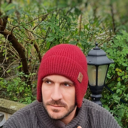 Unisex Ohrenklappenmütze, Herren Woll-Wintermütze, Geschenk für ihn