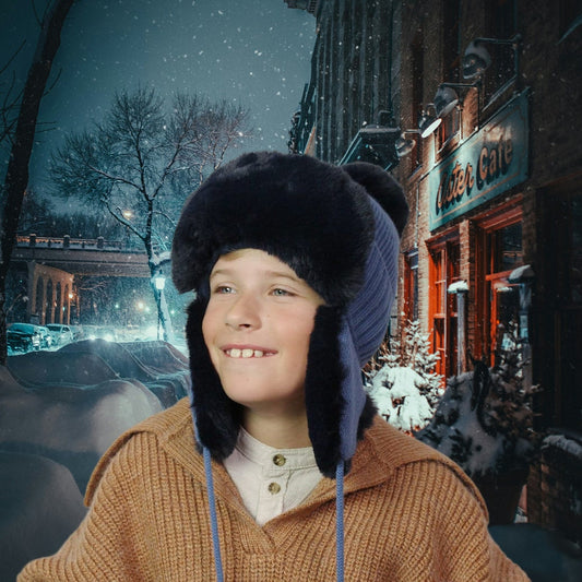 Bonnet d'hiver pour enfant avec cache-oreilles, bonnet en fausse fourrure, bonnet coupe-vent à pompon pour garçon, bonnet pour fille, cadeau pour enfant