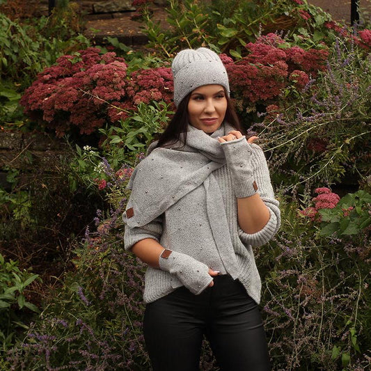 Women's winter cashmere hat, Double layer bead embodered cashmere beanie, Gift for her