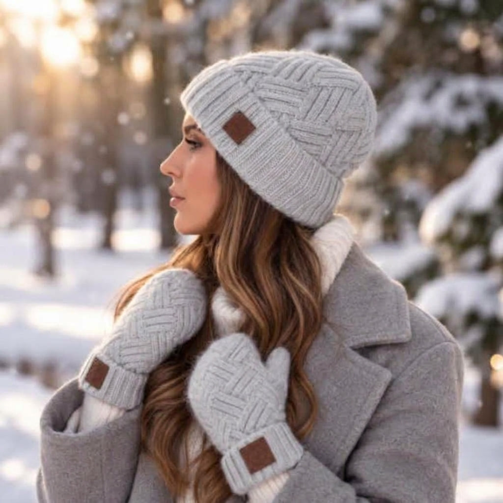 grey Cashmere mittens gloves for women