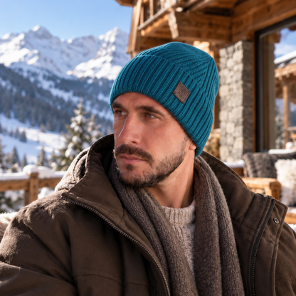 teal blue 100% Mulberry Silk Lined Men’s Cashmere Hat
