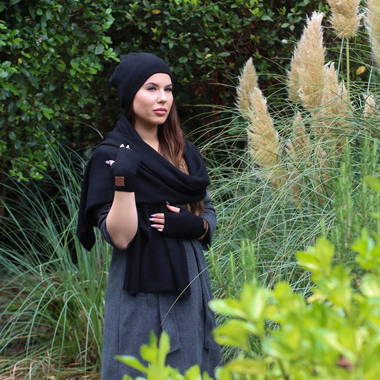 black womens cashmere scarf
