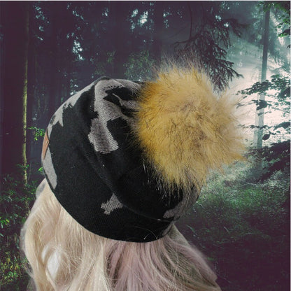 Cashmere camouflage hat and fingerless mittens set