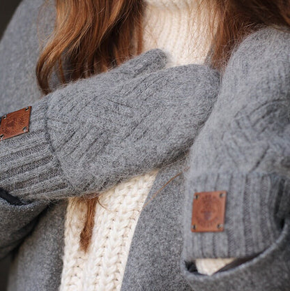 dark grey  Cashmere mittens gloves for women,
