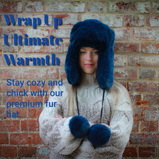 Luxury Faux Fur Trapper Hat – Windproof Earflap Hat for Women, Warm Winter Lined Snow Hat, Cozy Gift for Her