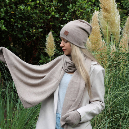 brown Long & Wide Cashmere Blend Scarf & Shawl