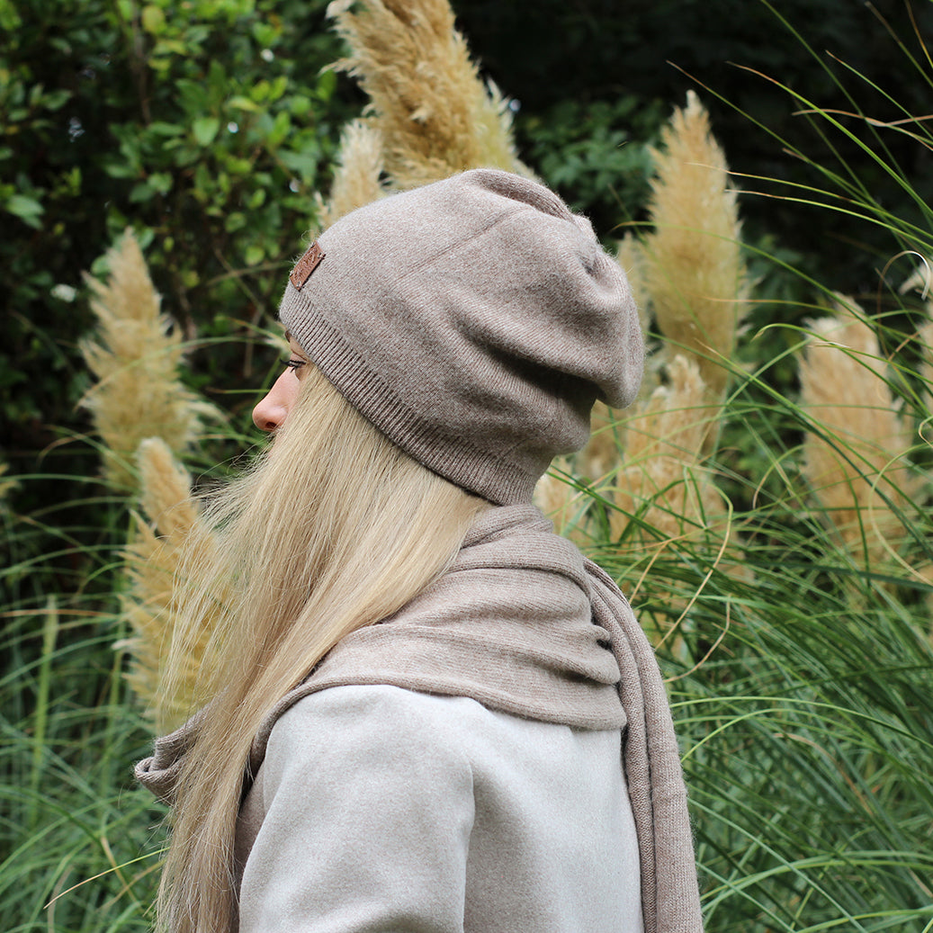 brown Women’s Double-Layer Cashmere Beanie