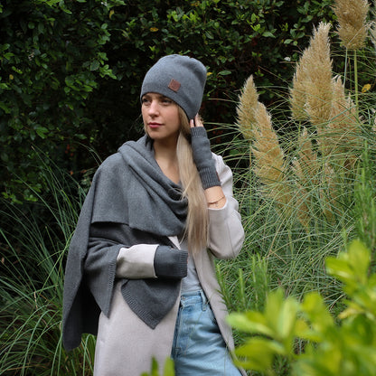 dark grey Long & Wide Cashmere Blend Scarf & Shawl