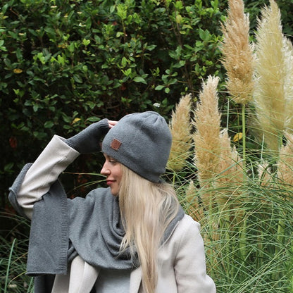 Kaschmir-Wintermütze für Damen – Weiche Doppelschicht-Beanie, warme und atmungsaktive Strickmütze, elegantes Kaltwettergeschenk für sie