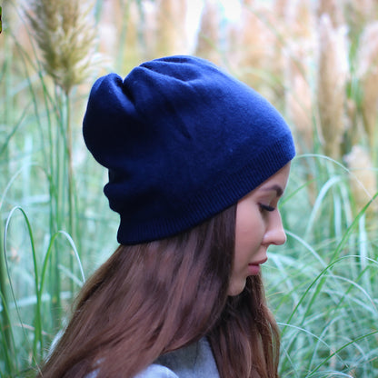 Kaschmir-Wintermütze für Damen – Weiche Doppelschicht-Beanie, warme und atmungsaktive Strickmütze, elegantes Kaltwettergeschenk für sie