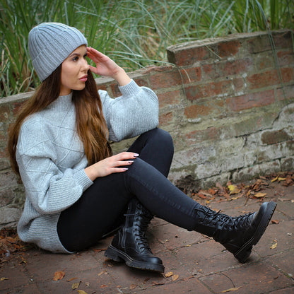 grey Satin-Lined Cashmere Hat – Smaller Size