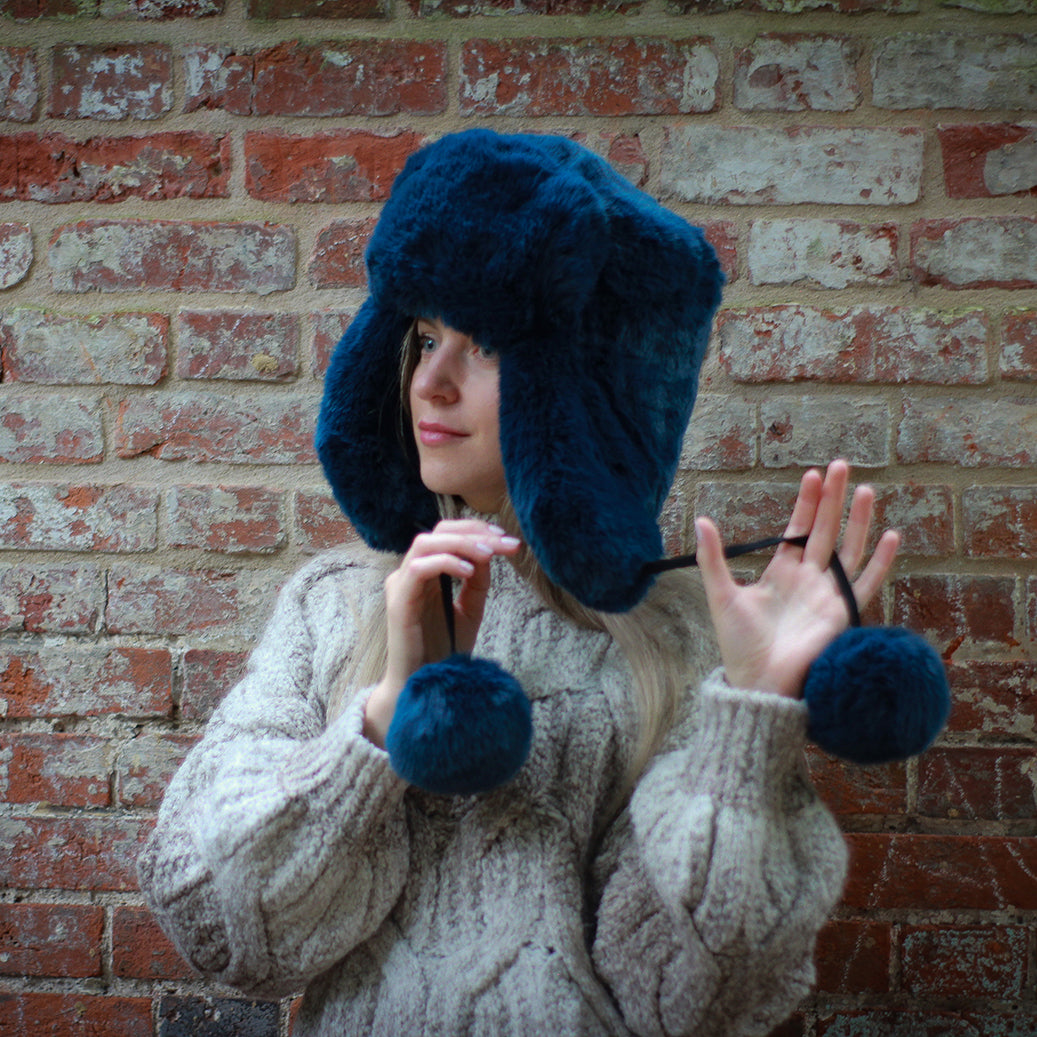 Luxury Faux Fur Trapper Hat – Windproof Earflap Hat for Women, Warm Winter Lined Snow Hat, Cozy Gift for Her