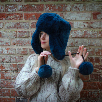 Luxuriöse Kunstfell-Trapper-Mütze – winddichte Ohrenklappenmütze für Damen, warm gefütterte Winter-Schnee-Mütze, gemütliches Geschenk für sie