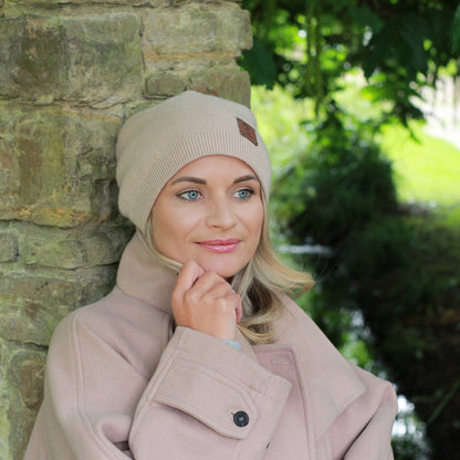 Kaschmir-Wintermütze für Damen – Weiche Doppelschicht-Beanie, warme und atmungsaktive Strickmütze, elegantes Kaltwettergeschenk für sie
