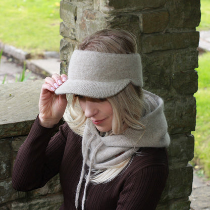 brown Cashmere Peak Headband for Women | Warm Winter Ear Warmer | Soft Knit Visor Hairband | Cozy Gift for Her