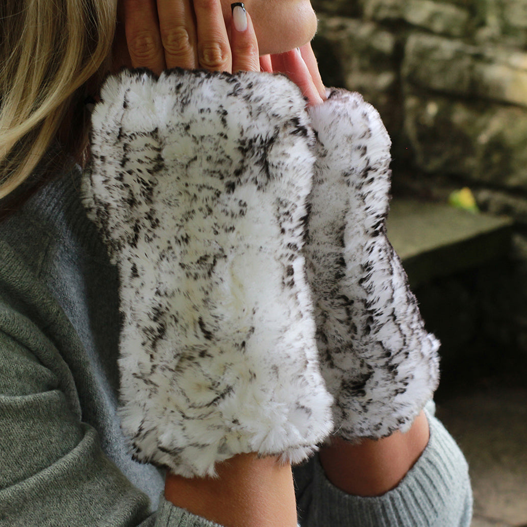 Gants sans doigts en fourrure de lapin naturelle luxueuse pour femmes – Cadeau d'hiver parfait pour elle