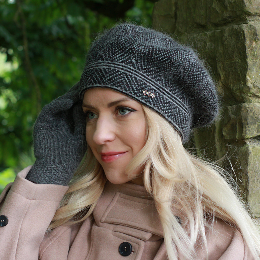 Béret en cachemire, bonnet angora, bonnet chaud d'hiver pour femme, béret français, cadeau pour elle