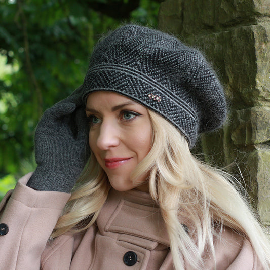 Béret en cachemire, bonnet angora, bonnet chaud d'hiver pour femme, béret français, cadeau pour elle
