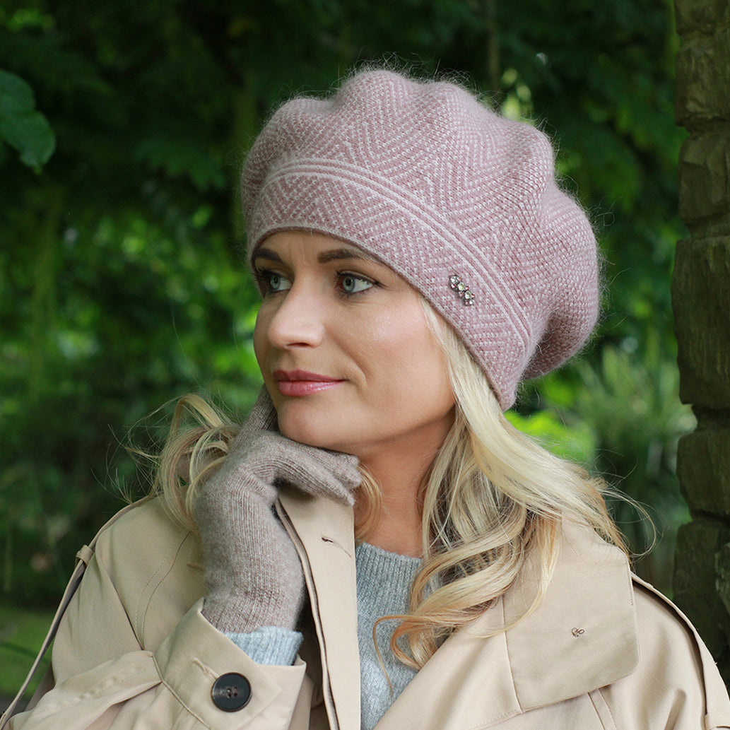 Béret en cachemire, bonnet angora, bonnet chaud d'hiver pour femme, béret français, cadeau pour elle