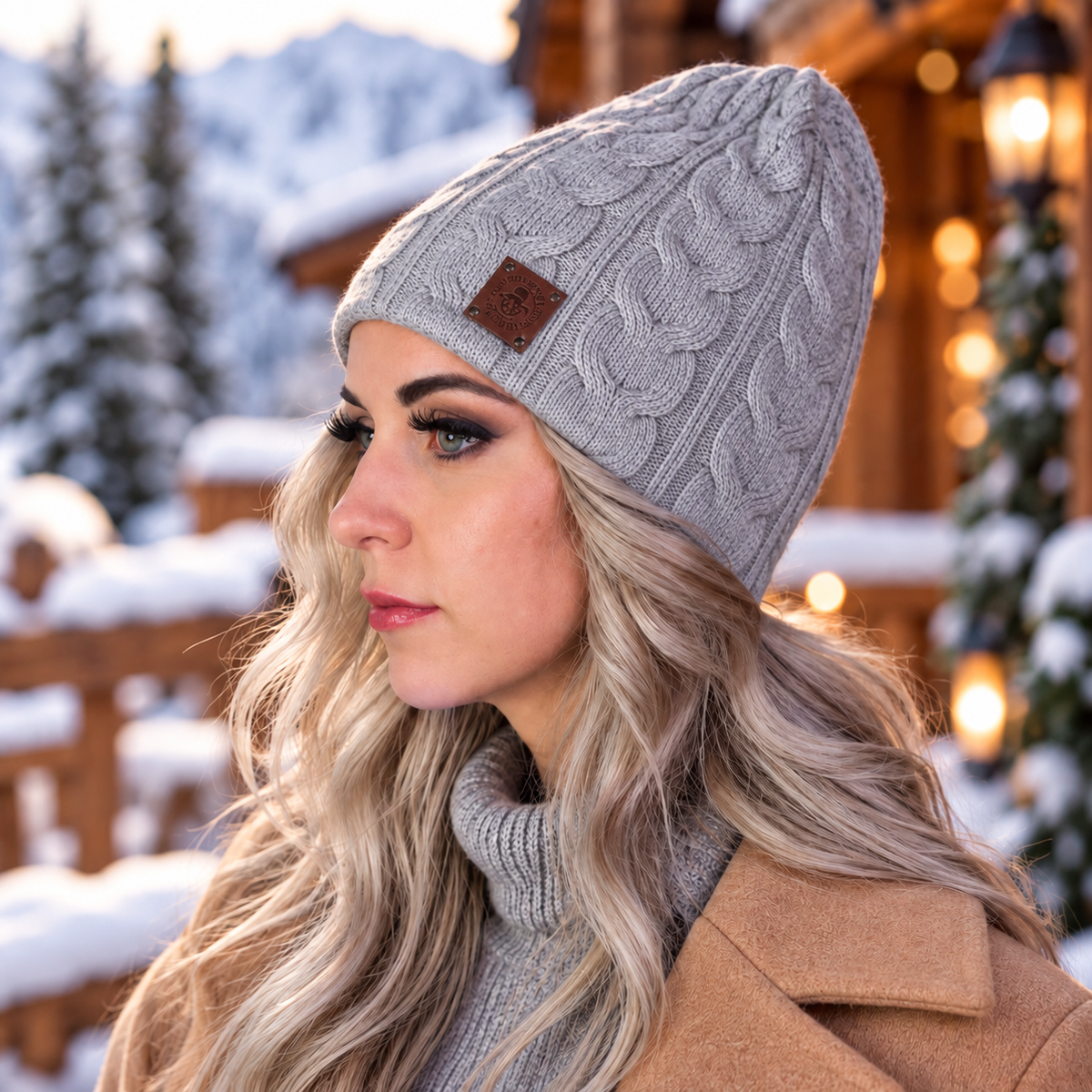 grey Knit women cashmere hat