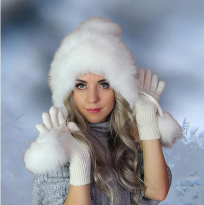 white Luxurious Cashmere Gloves for Women