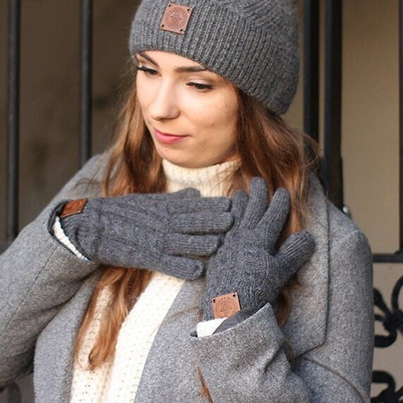 dar grey Luxurious Cashmere Gloves for Women